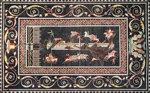 Rappresentazione di un mosaico scoperto a Lione raffigurante Giochi del Circo, 1806 da Francois Artaud